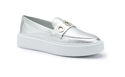 Slip-on in pelle laminata Silver